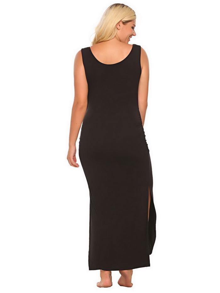 Plus Size Sleeveless Side Slit Maxi Dress
