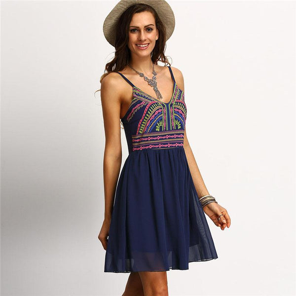 Tribal Print Chiffon Mini Dress