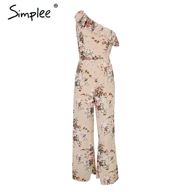 One Shoulder Tiered Ruffle Boho Jumpsuit
