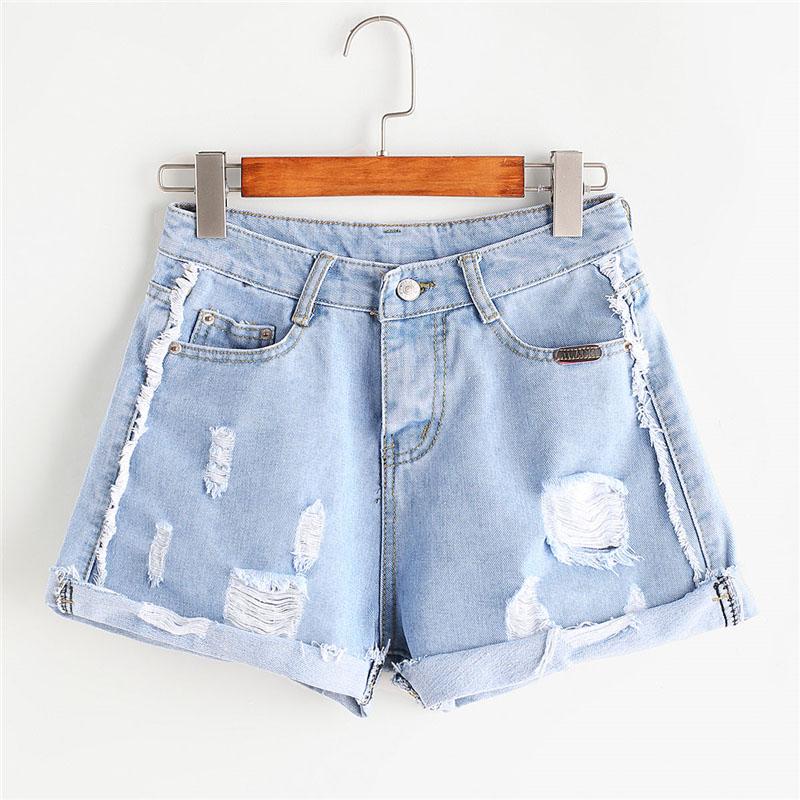 Distressed Rolled Hem Denim Shorts