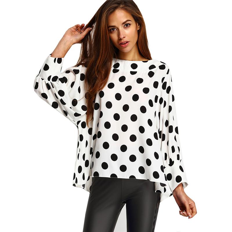 Vintage Polka Dot Batwing Sleeve Top