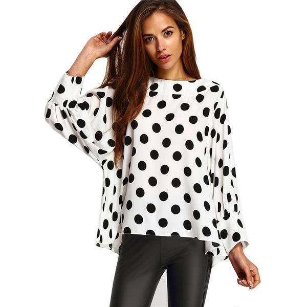 Vintage Polka Dot Batwing Sleeve Top