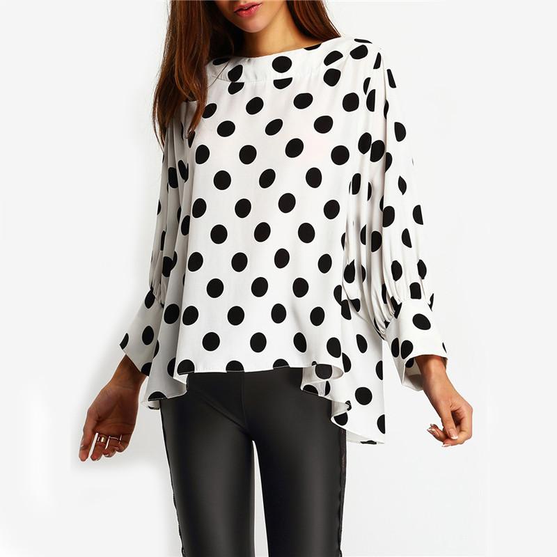 Vintage Polka Dot Batwing Sleeve Top