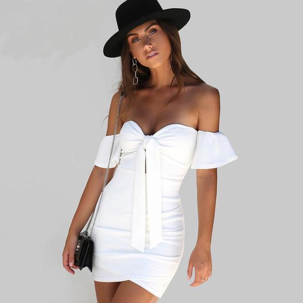 Ruffle Off Shoulder Mini Summer Dress