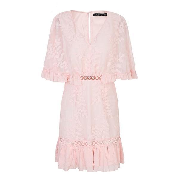Chiffon Ruffle Hollow Out Dress