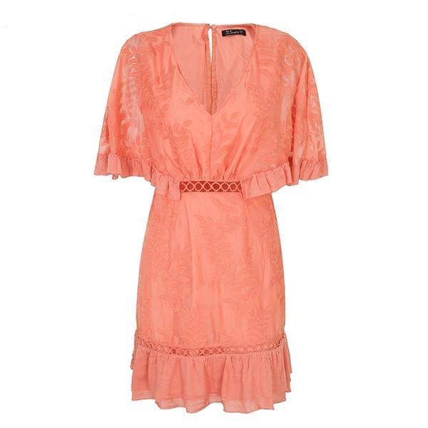 Chiffon Ruffle Hollow Out Dress