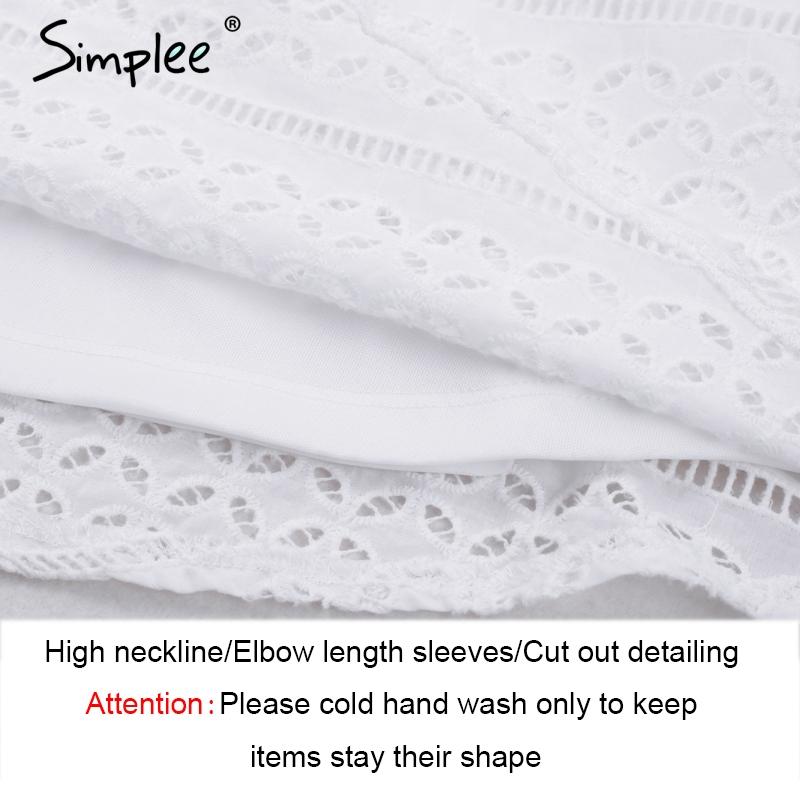 Elegant Hollow Out Lace White Dress