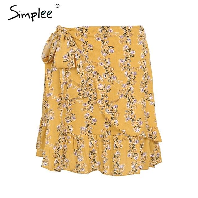 Ruffle Tie Up Wrap Skirt
