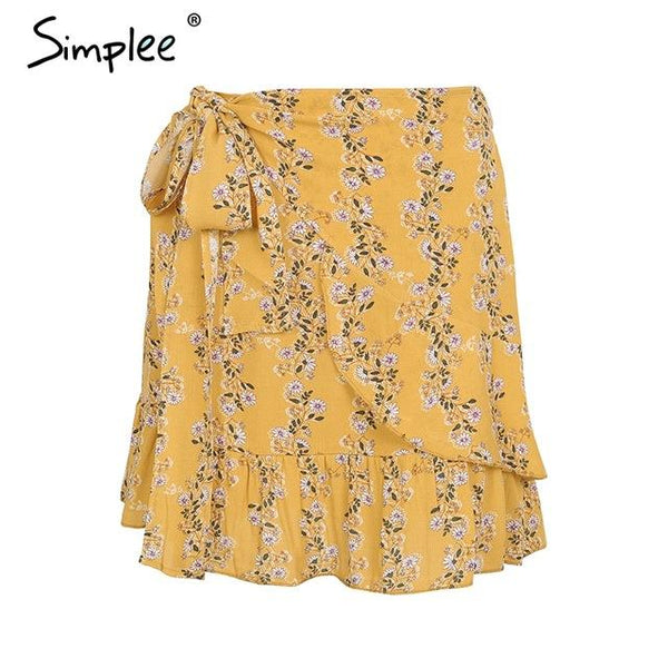Ruffle Tie Up Wrap Skirt