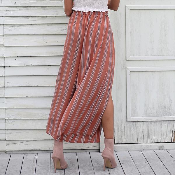 High Split Stripe Wide Leg Capri