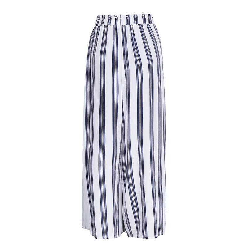 High Split Stripe Wide Leg Capri