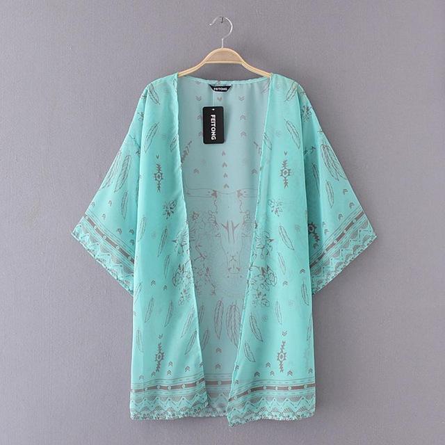 Boho Printed Chiffon  Kimono
