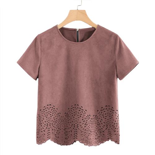 Nude Pink Hollow Out Tee