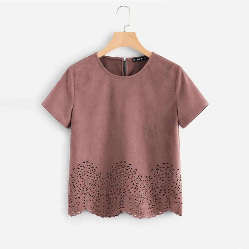 Nude Pink Hollow Out Tee