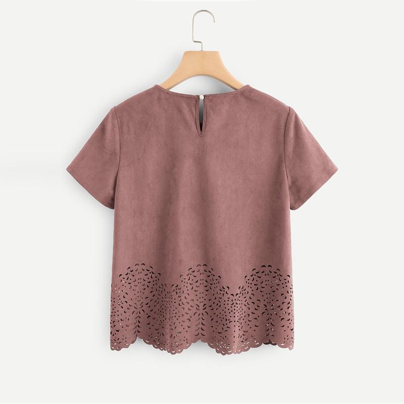 Nude Pink Hollow Out Tee