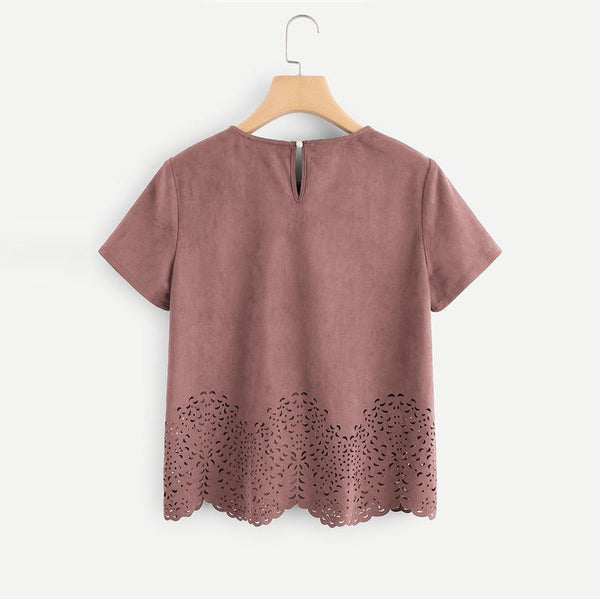 Nude Pink Hollow Out Tee