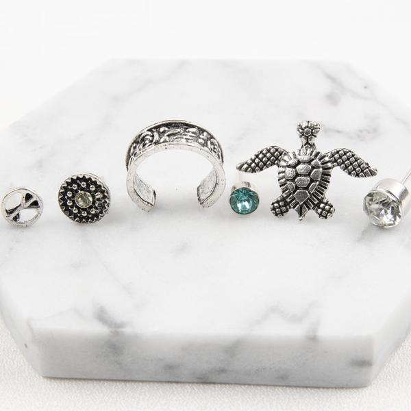 Silver Bohemian Ear & Ring (6 pc.) Set