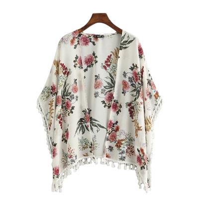 Tassel Detail Floral Kimono