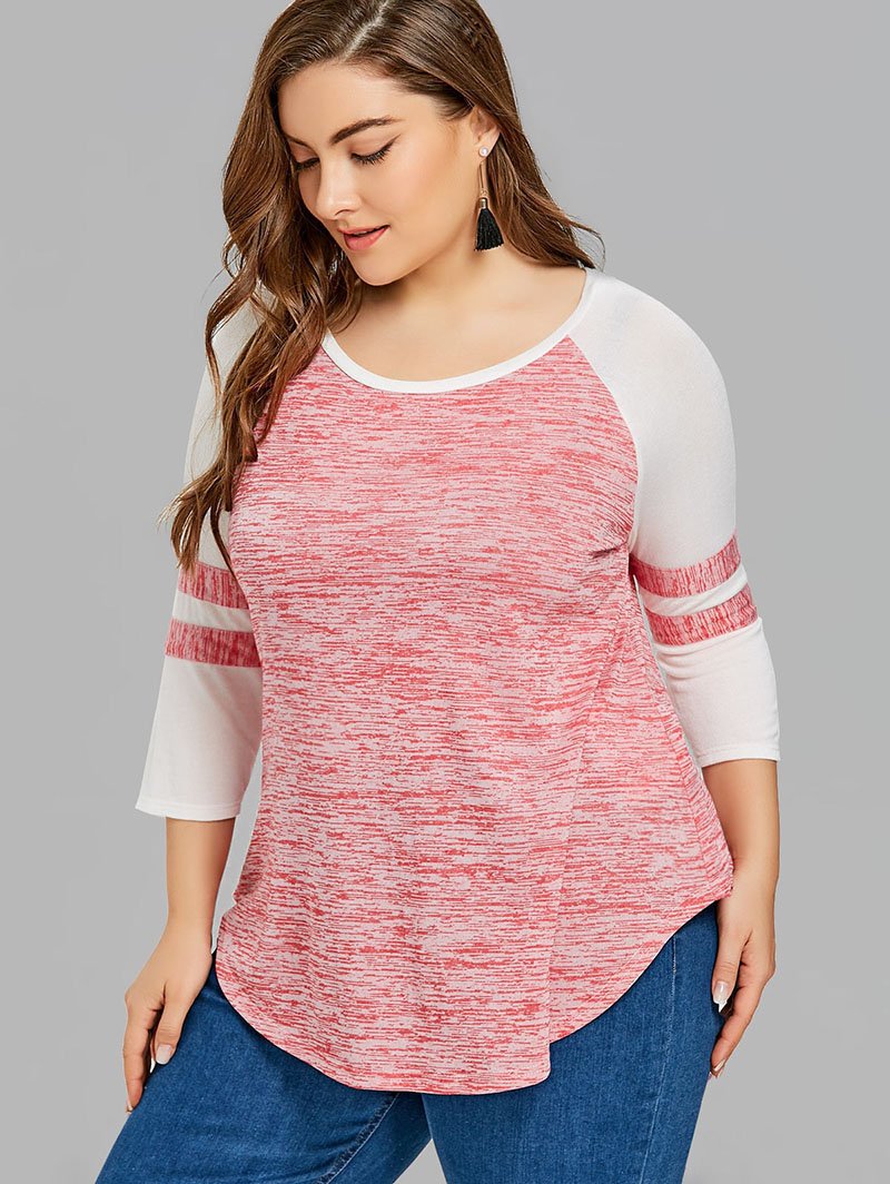 Plus Size Striped Raglan Sleeve T-shirt
