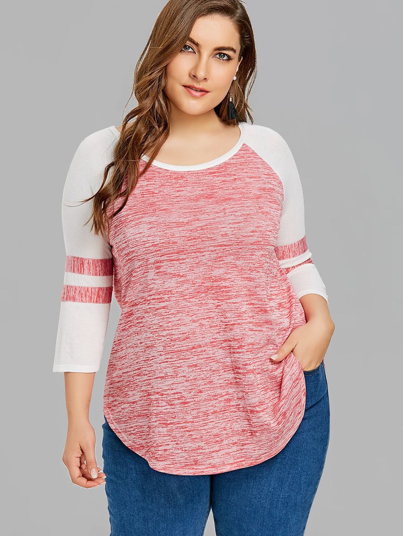 Plus Size Striped Raglan Sleeve T-shirt