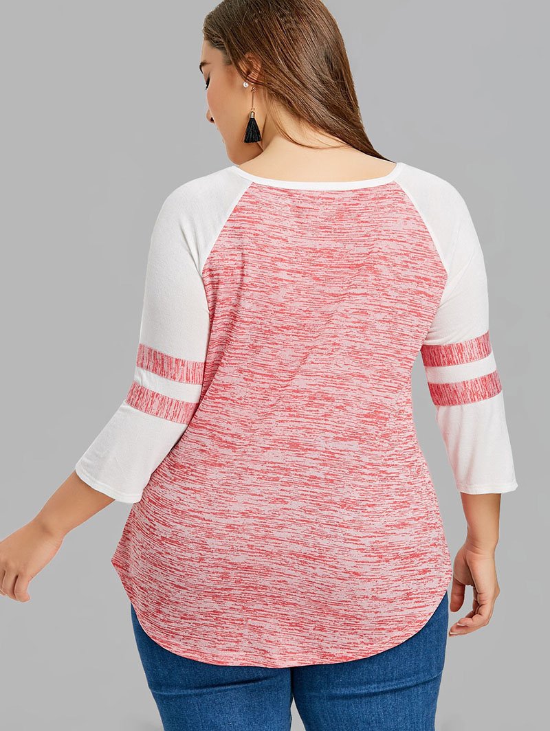 Plus Size Striped Raglan Sleeve T-shirt