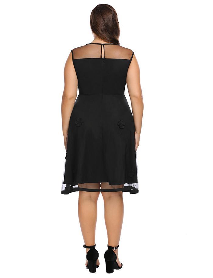 Vintage Sleeveless Mesh Fit and Flare Dress