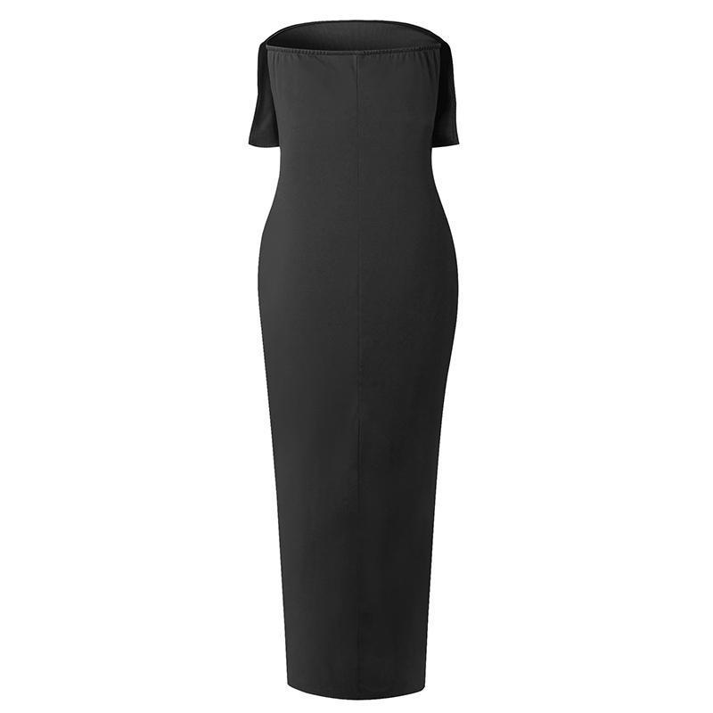 Strapless Layered Ruffle Maxi Dress