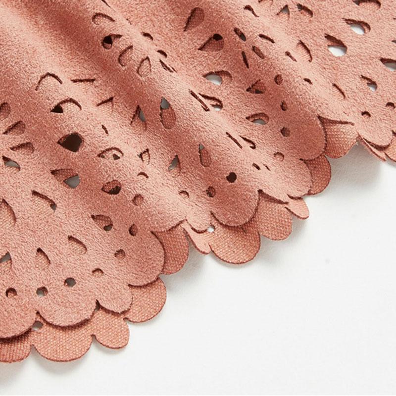 Scallop Laser Suede Halter Crop Top