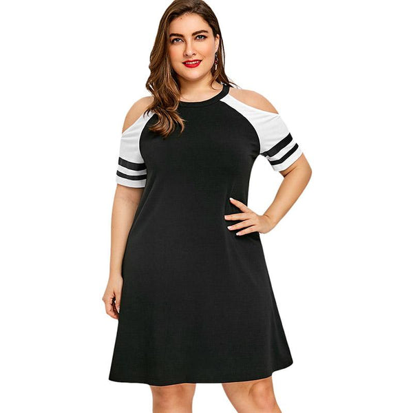 Plus Size Cold Shoulder T Shirt Dress