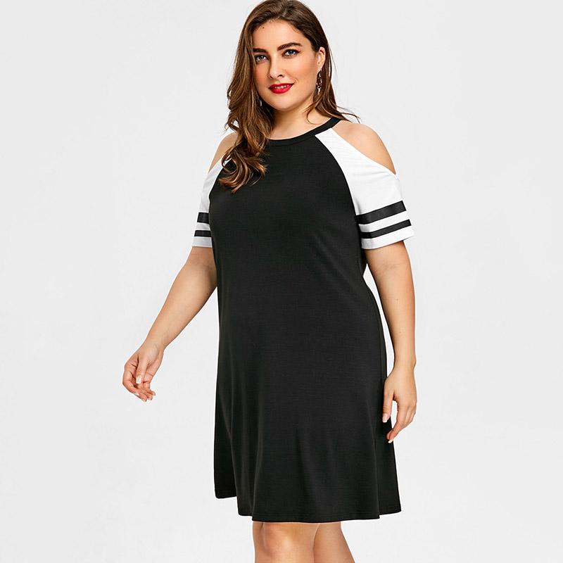 Plus Size Cold Shoulder T Shirt Dress