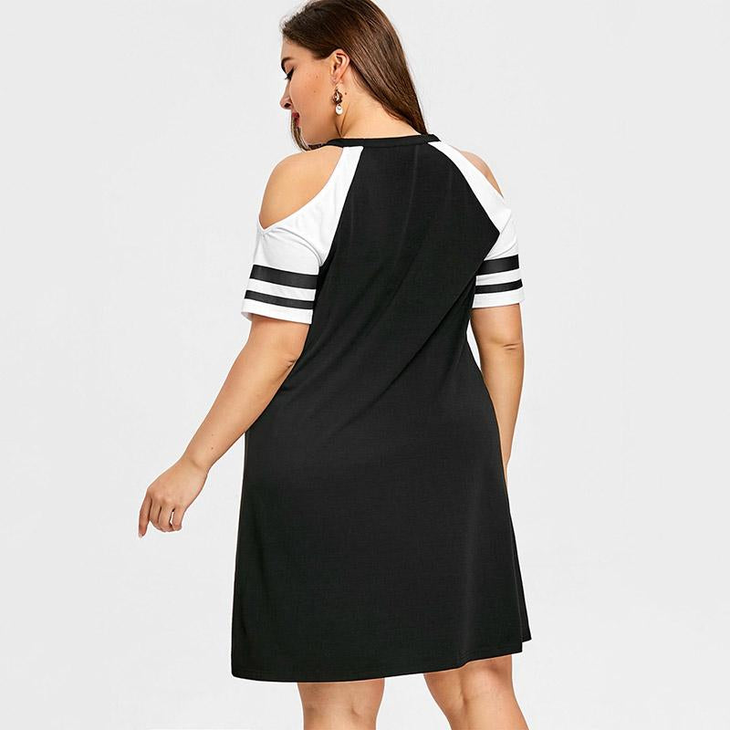 Plus Size Cold Shoulder T Shirt Dress