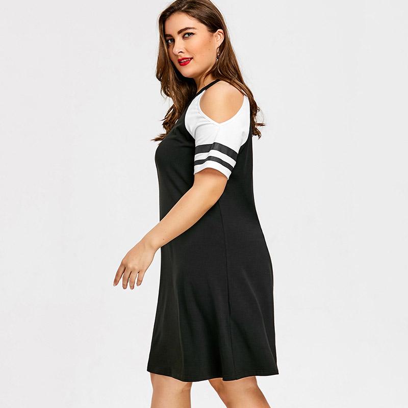 Plus Size Cold Shoulder T Shirt Dress