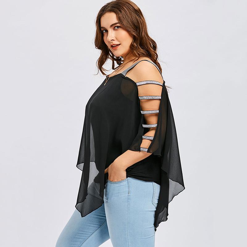 Plus Size Sequin Cut Out Top