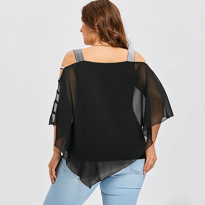 Plus Size Sequin Cut Out Top