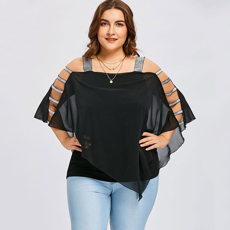 Plus Size Sequin Cut Out Top