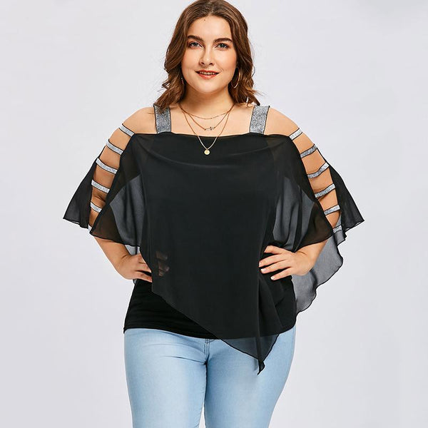 Plus Size Sequin Cut Out Top