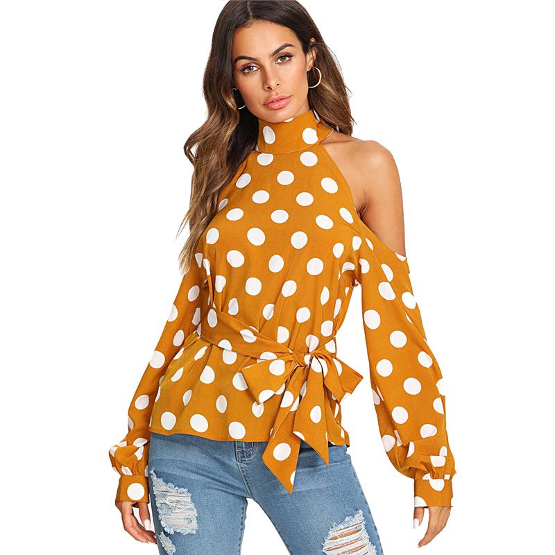 Ginger Polka Dot Halter Fashion Top