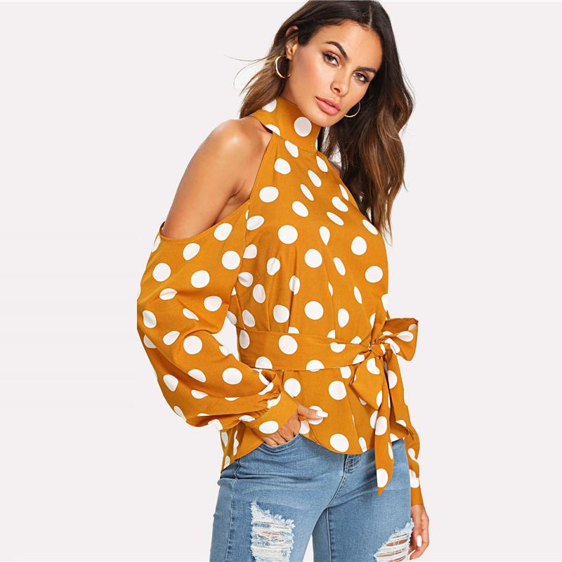 Ginger Polka Dot Halter Fashion Top