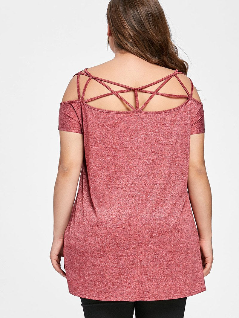 Plus Size Off Shoulder Strappy Lace Up Top