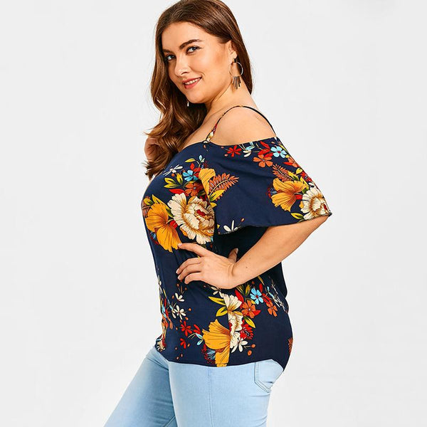 Plus Size Cold Shoulder Bohemian Top
