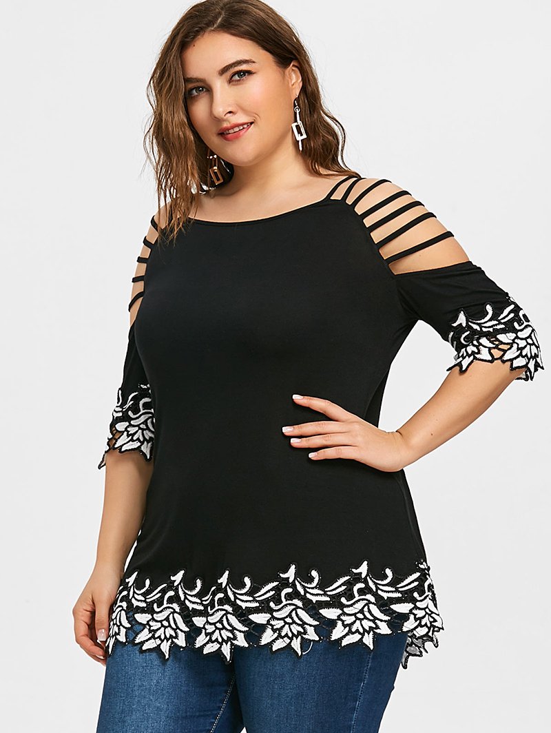 Off the Shoulder Lace Up Floral Crochet Top