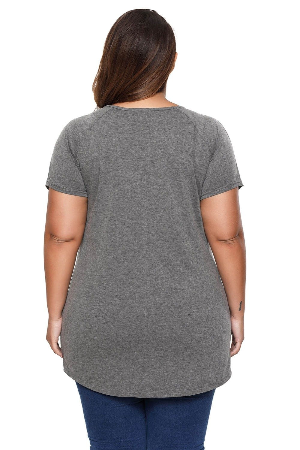 Plus Size Rose Letter Print T Shirt 