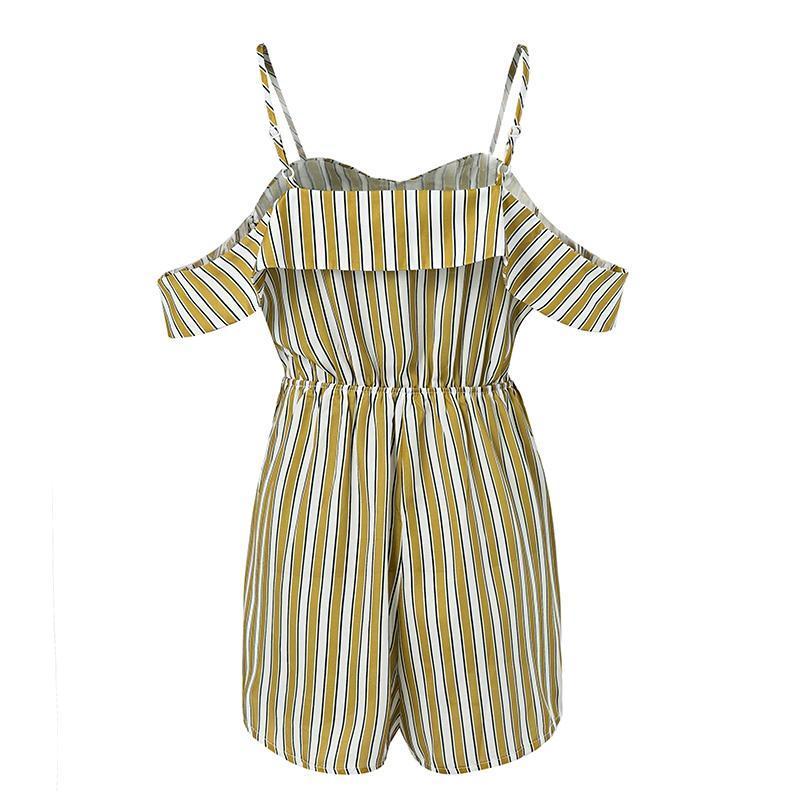 Striped Open Shoulder Romper