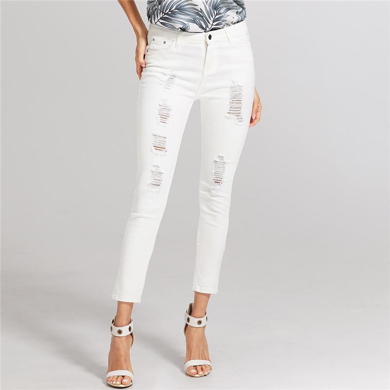 White Skinny Ripped Jeans