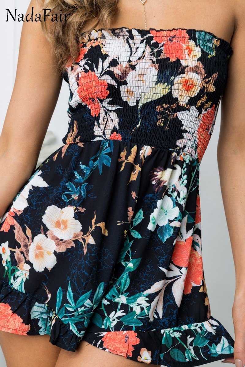 Strapless Floral Romper