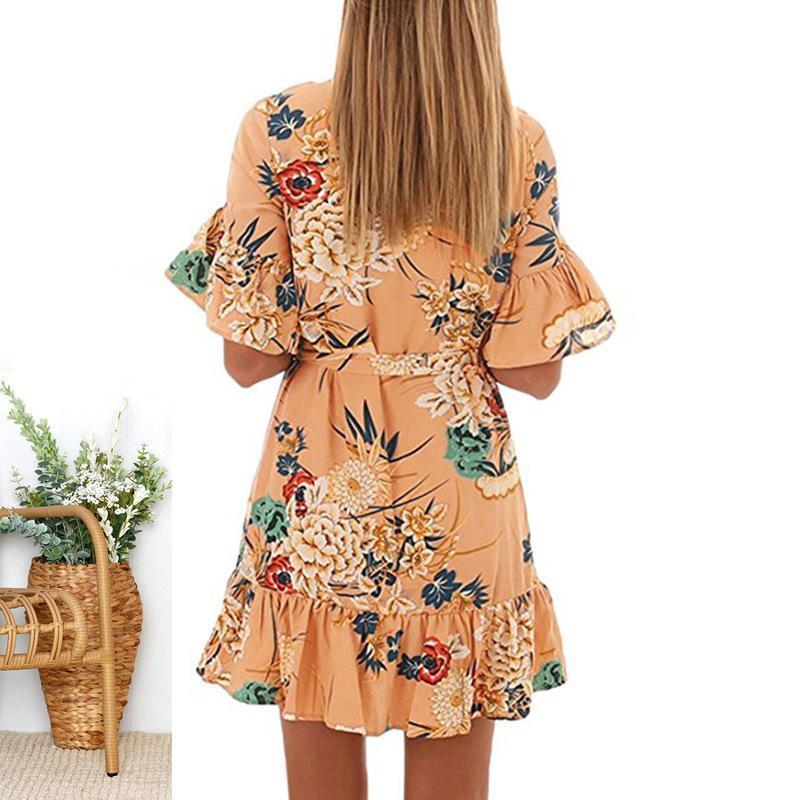 Spring Print Ruffled Mini Dress